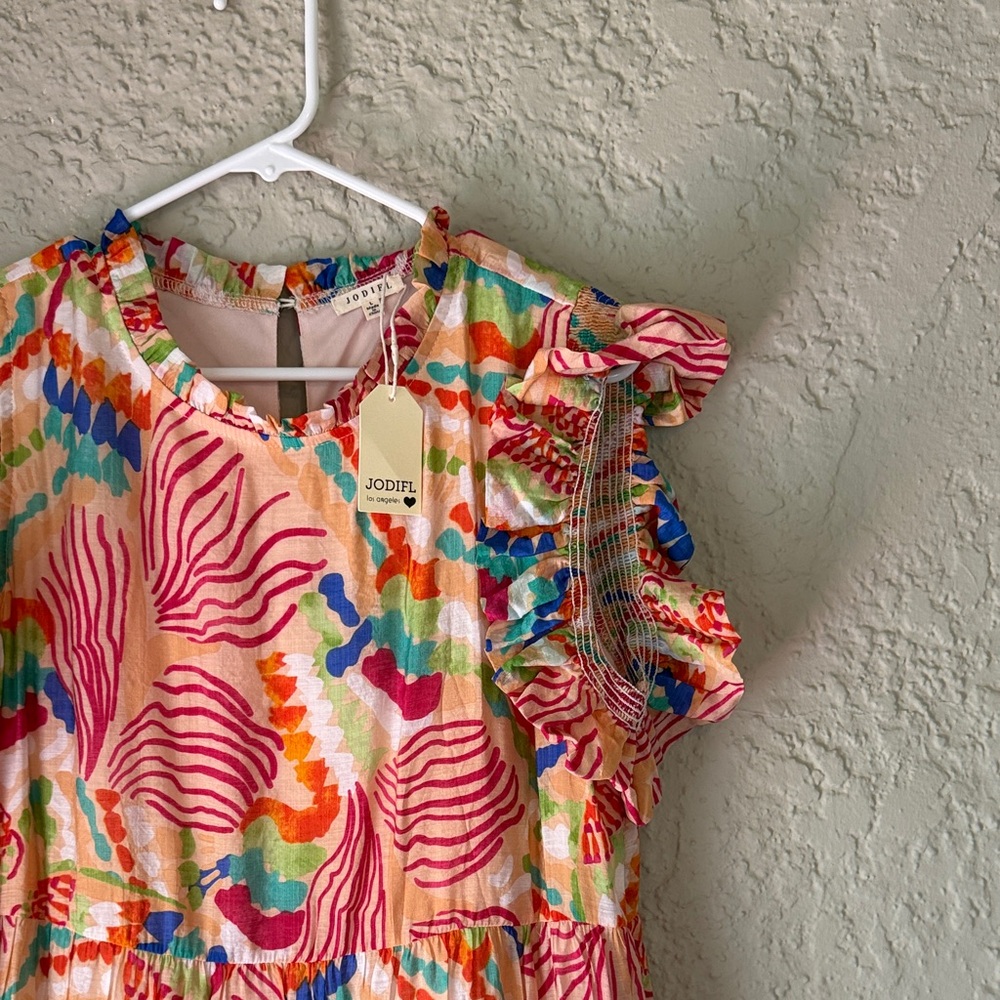 NWT Jodifl Colorful Ruffled Tiered Midi Dress - Picture 3 of 6